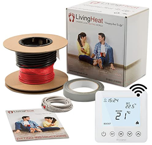Electric Underfloor Heating Cable System - 100 Watt/m² - 10/m² - Wi5 Wi-Fi Thermostat