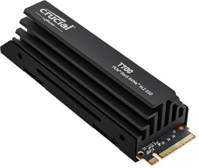Crucial T700 2TB SSD PCIe Gen5 NVMe M.2 Internal Gaming SSD with Premium Heatsink, Up to 12,400MB/s, Microsoft DirectStorage, PCIe 4.0 Backwards Compatible, Solid State Drive - CT2000T700SSD5