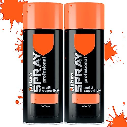 various Pintura Spray Naranja de 400 ml Adecuado para las Superficies de Metal, Madera y Plástico Pack de 2 Unidad