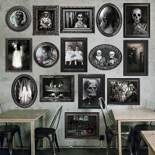Benjia 15 Halloween Gotico Decorazioni Inquietanti Cornice Per Foto, Impermeabile, Con 80 pezzi di punti autoadesivi, Decorazione Fantasma Fotografica Addobbi Per Casa Infestata Festa Castello Nero