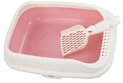 Milageto Bac à litière Ouvert pour Chat, bac à litière pour Chat, bac à Sable, Pot de Toilette, Bassin pour Lapins, Petits Animaux, Chats d'intérieur, Rose L