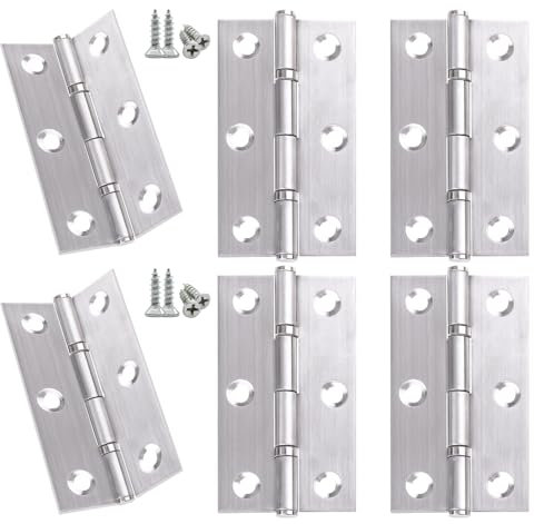 Anstore Stainless Steel Ball Bearing Hinges - 60MM Thickened Internal Hinges (6 Pcs) With Screws, For Home Door, Window & Storage Box Repair