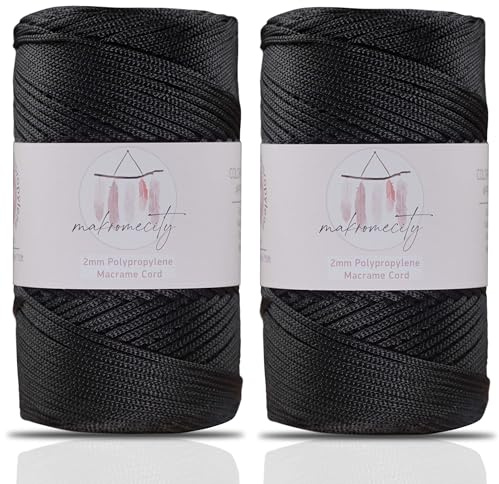 Makromecity 2 trådar makramégarn 2 mm x 230 m premium polyester makramérep polypropylen garn för hantverk heminredning platsplatta axelväska handväska löpare nappkedja 20 färger