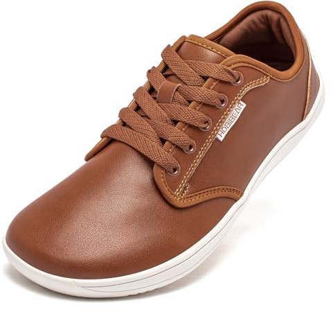 HOBIBEAR Unisex Wide Barefoot Shoes for Mens Womens Minimalist Zero Drop Shoes Sneakers (Brown,10.5Women/9.5 Men)