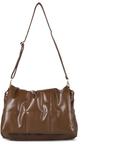 VODIU Puffer Tote Bag Gesteppte Schultertasche Handtasche Geldbörse Designer Crossbody Taschen für Damen, Braun