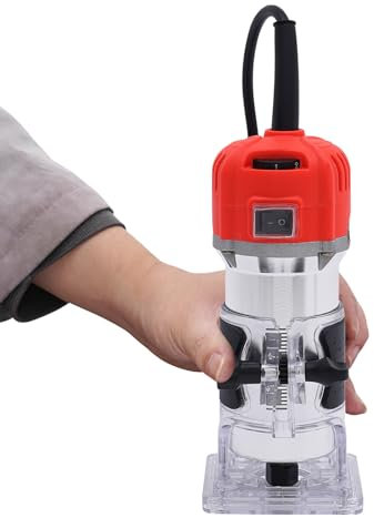 6 variable Geschwindigkeiten Holz Trimmer,800W Kompakte Oberfräse, kompakte Holz Handfräse Werkzeug,1*Router Collet,DIY,Holzbearbeitung,Möbelverarbeitung (Rot)