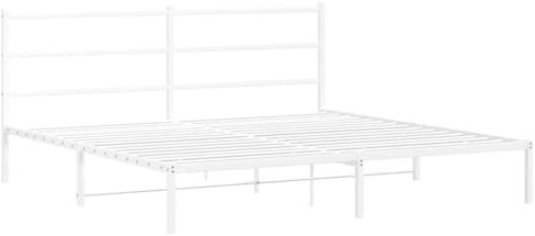 vidaXL Bettgestell mit Kopfteil Metall weiß 180 x 200 cm