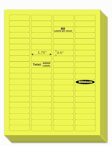 KIMMOR Hochwertige Versandadress-Etiketten, 1,3 x 4,4 cm, selbstklebend, beschreibbare Etiketten, 21,6 x 27,9 cm, 80 Etiketten pro Blatt, insgesamt 40.000 Etiketten