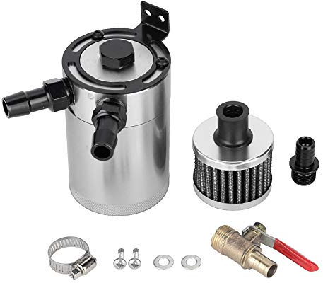 Serbatoio Olio Universale in Lega di Alluminio Serbatoio di Cattura con Kit di Accessori a 2 Porte per Auto Adatto a Diverse Marche e Modelli Migliora Efficienza Motore e Riduce Accumulo di Carbonio