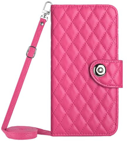 Crossbody-Taschen für iPhone 12 min, PU-Leder, Brieftaschenformat, Ständer, Klappriemen, Handgelenkseil, Kartenfächer, Schutzhülle für iPhone 12 min, Rosarot