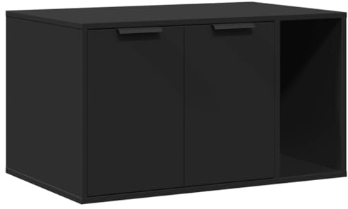 vidaXL Katzenklo Schrank, Katzenschrank Katzentoilette, Beistelltisch Katzenhaus, Katzenmöbel Verstecktes Design, Schwarz Holzwerkstoff