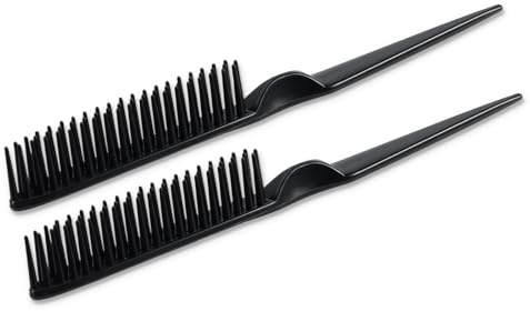 SIMPOR Peine de pelo de 3 filas para desenredar natural rizado, cepillo de peinado de cabello, cerdas de nailon, peine de cola de rata para mujeres y hombres, color negro