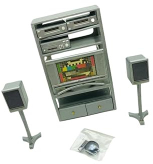 Sharplace Puppenhaus-Retro-Lautsprecherset im Maßstab 1:12, Miniaturmöbel, Heimdekoration, Puppenzubehör, Rollenspielspielzeug, Möbelspielzeug, Höhe 16cm
