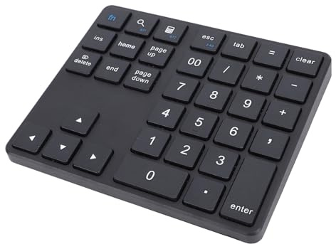Bluetooth Numerisk Tangentbord, Typ C Laddningsbar Trådlös Numerisk Tangentbord, 35 Tangenter Extern Numerisk Tangentbord Datainmatning för PC Desktop, Laptop Notebook (Svart)