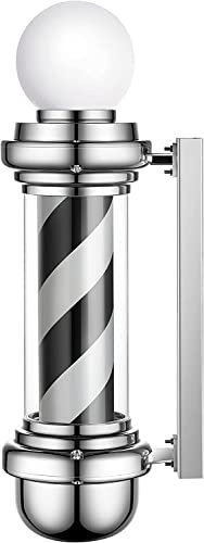 VAESAZDSZ Poste de barbería, Poste de barbería con luz LED, luz LED giratoria, Letrero de salón de 27 Pulgadas, Impermeable para Exteriores, fácil de Montar y Desmontar