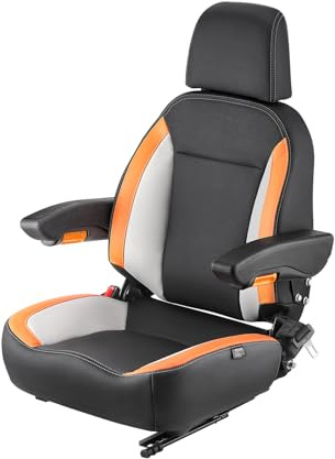VEVOR Siège de Chariot Élévateur Universel, 52x59x82 cm, Siège de Tracteur avec Dossier Réglable, Accoudoir, Appui-tête, Ceinture de Sécurité, Micro-interrupteur, pour Chargeur, Tondeuse à Gazon