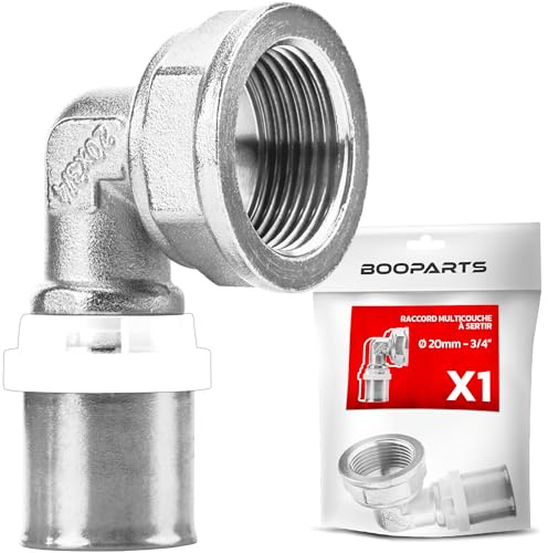 BOOPARTS – 1 Stück – Press-Winkel mit Innengewinde Ø20–3/4F | 90° Bogen | Pressfitting TH-Kontur | Messing/Edelstahl | Für Mehrschichtverbundrohre | Sanitär & Heizung
