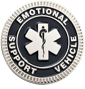 Emotional Support Vehicle Metal Emblem - 3D Car Badge Decal for Vehicles, Trucks, SUVs, RVs Alloy Auto Accessory (Black)