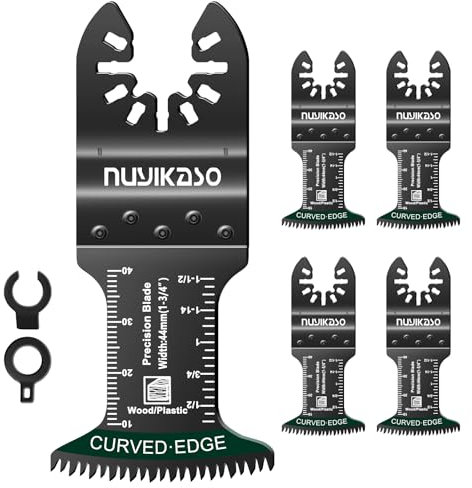 nuyikaso 5Pcs Multi Tool Blade Set for Wood Plastic Include Extra Broad Reach Arc Edge Oscillating Saw Blades Multitool Accessories Quick Release Compatible with Bosch Fein Ryobi Makita