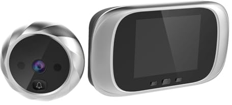 HOLIDYOYO 90grado Spioncino Digitale Da Porta Grandangolare Gradi Campanello Visivo Elettronico Senza Batteria Telecamera Sicurezza Integrata e Automatico Argento