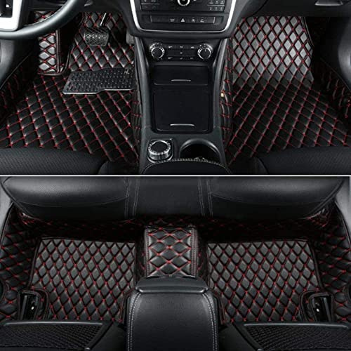 NYMCAR Personalisierte Anpassen Auto Fußmatten (2,Schwarz Rot) | Nach Maß gefertigt,99% Automarken kompatibel,Luxus Kunstleder,Anpassbar,3D Design