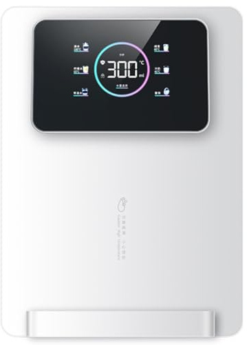 Distributore d'acqua a parete da 2200 W, alimentato dalla rete elettrica, erogatore di acqua calda istantanea da 20 l/h con touch screen intelligente, blocco elettronico for tre, bambini(White)