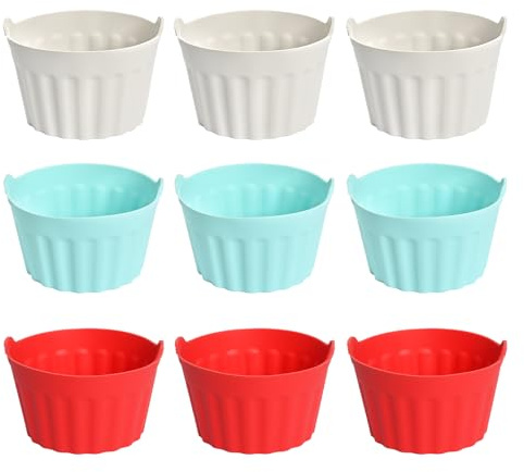 Rieoany Silicone Muffin Cases for Air Fryer, Reusable Baking Cupcake Moulds Set, Non-Stick Cake Ramekins Oven Safe Accessories 9 Pack
