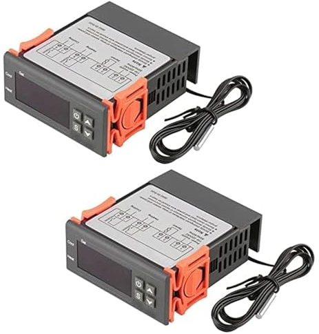 ARCELI AC 110V-220V Fahrenheit/Celsius digitaler Temperaturregler Thermostat Wärme- / Kühlmodus mit Sensor 2 Relais（2 Stück）