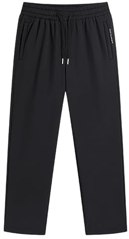 Generisch Hombres y invierno de ocio con forro polar engrosado suave para personas medianas y mayores, pantalón de entrenamiento de pierna recta holgado, Negro , 5XL