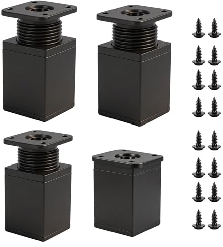 BieMian 4 STK eckige Möbelfüße 40x40mm, Höhe 60mm, Alu mit Montageplatte