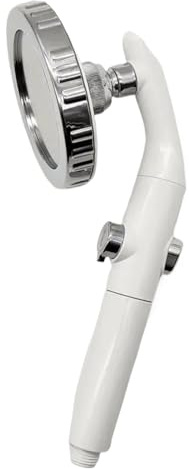 Soffione doccia cromato con pannello grande, soffione doccia portatile ad alta pressione con tubo flessibile, ferma acqua, accessori for il bagno rotanti(Upgraded White)