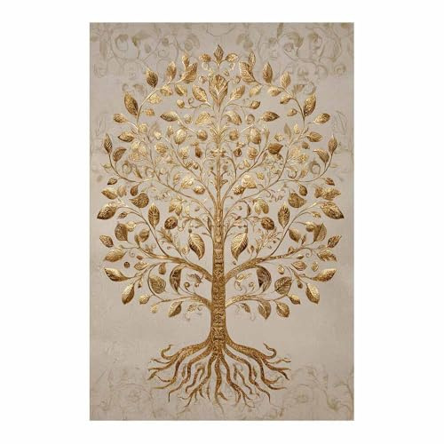 XENIOU Quadro albero della vita da parete Ornamenti dell'albero d'oro stampe vintage, decorazione da parete, per soggiorno, camera da letto, appartamento.(Multicolore)-70x100cm Non incorniciato