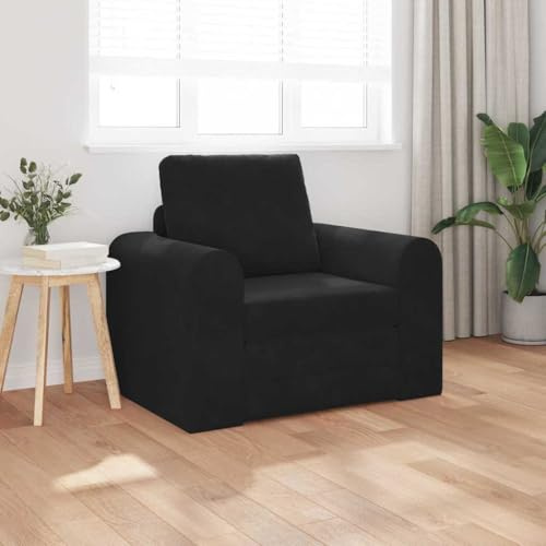 Frdhee Ecksofa Klein Freizeitsofa,Sofa Bett Schwarz 98 x 71 x 83 cm Samt,Küchensofa für Wohnzimmer,Schlafzimmer,Zimmer,Büro