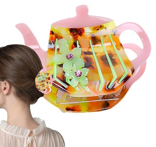 Pince À Cheveux Théière Petits Clips Petites Pinces Crabe Forte Prise | Barrette Mâchoire Pour Femmes Filles Longues Mèches Mini Pinces Amatrice Thé Kawaii