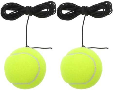 ifundom 2 Stück Tennis Trainingsset mit Elastischem Seil Leichter Trainings Tennisball mit Schnur Tragbarer Tennistrainer für Anfänger und Solo Training