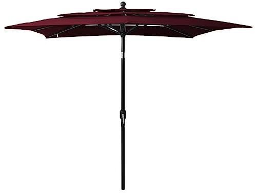 Solivagant Parasol de Jardin à 3 Niveaux mât en Aluminium Rouge Bordeaux,(6.52 KG)