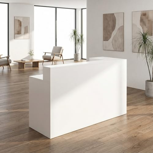 FXLKLUXE Empfangstresen, Empfangstheke Holz, Kleiner Kassenschalter, Front Theke Bürotheke Rezeption Tisch mit Schublade und Ablagefächern für Lobby, Salon, Homeoffice