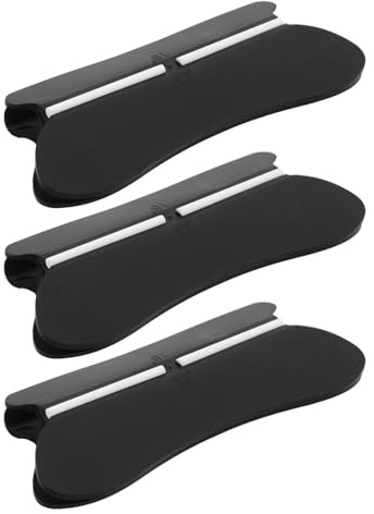 MUELODSIC 3 Pezzi Guida per Affilare Coltelli Pietra Abrasiva Nero in Plastico e Ceramico Clip Regolabile a 4 Gradi per Cucina e Attività All'aperto