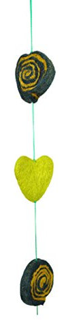 Filz-Girlande „Herz“ | EDLES NATURPRODUKT | FAIR-Trade Dekoration | Handmade IN Nepal | 6 (Grün)
