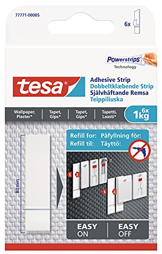 tesa 77771-00002-00 - Strisce adesive rimovibili per appendere quadri, colore: Bianco