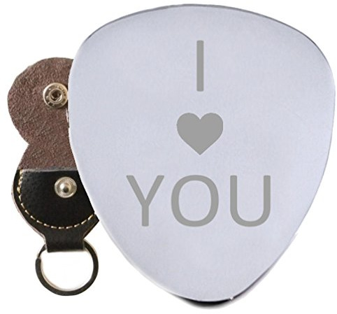I love you Herz Stahl Gitarre Plektrum Graviert In Schlüsselanhänger Halter