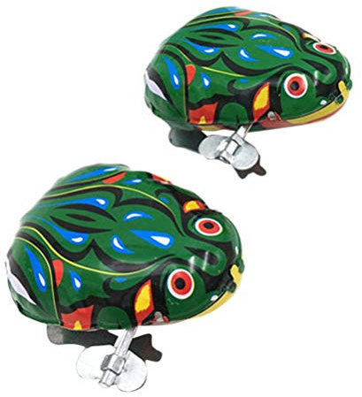 Frosch Spiel Aufziehspielzeug, 2 Stück Blechspielzeug Zum Aufziehen -Uhrwerk Spielzeug Frosch Springen, Eisen Kunst Retro Springende Frösche Spaß Spielzeug für Geschenktütenfüller