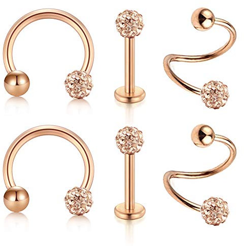 AceFun Spiralen Piercing 1,2mm Tragus Helix Ohrschmuck - Edelstahl, Rosegold