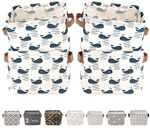 LessMo Set di 4 Cestini Portaoggetti, Stoccaggio Pieghevoli in Tessuto Cestino Organizzatore Secchio per Scaffali e Scrivanie, Contenitori per Armadio