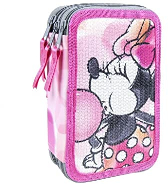 Cerdá - Disney Minnie Mouse Federmappe 3Fach | Flaches Etui Schule Offizieller Lizenz, 12.5 x 19.5 x 6.5 cm
