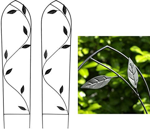 GeKi Trend 2er Set Rankhilfe Rankgitter Eisen Metall schwarz 21 x 102 cm groß Blätter