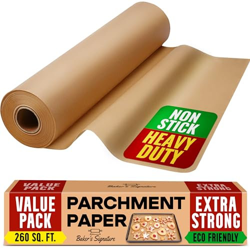 Baking Paper Roll 38cm x 64m – Non-Stick Unbleached Parchment Paper with Cutter for Baking, Cooking, Grilling, Steaming, Air Fryer – Baker’s Signature