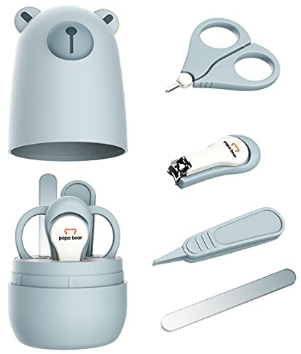 Baby nagelklipparset med gulligt fodral, spädbarn fingernagel och tånagel filkit för nyfödd manikyr och pedikyr, ny mamma groominggåva