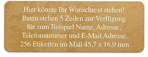 Adress-Aufkleber | PERSONALISIERT | 256 Stück | kleine Etiketten mit Wunsch-Text beige Muster | Schrift Weiß | für Namen und Adressen