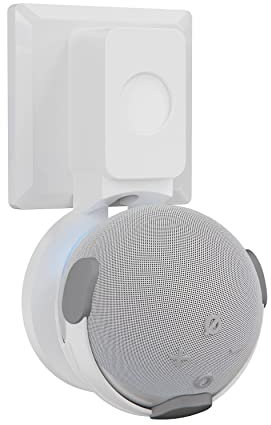 Aokicase Soporte de Pared para Amazon Echo Dot 4/5 con Gestión de Cables Integrada, Sin Tornillos, Accesorios para Altavoz (Blanco) M6